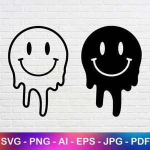 White Dripping Smile Svg and Black Dripping Smile Svg Cut File