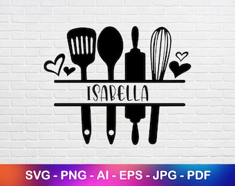 Kitchen Monogram Svg, Cooking and Baking Svg, Kitchen Utensils Svg, Kitchen Split Frame Svg, Flourish Kitchen Svg
