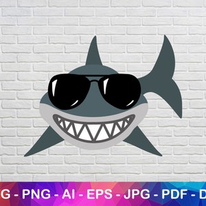 Shark Svg, Gafas de sol Shark Svg, Funny Shark Svg, Cute Shark Svg, Cartoon Shark Svg, Silhouette Svg, Cricut File, Clipart Image