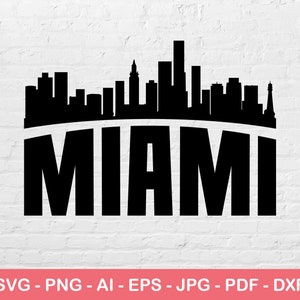Miami City Svg, Silhouette Svg, Miami Skyline Svg, City Logo Svg, Instant Svg File