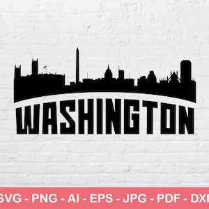 Washington City Svg, Silhouette Svg, Washington Skyline Svg, ville Logo Svg, fichier Svg instantané