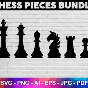 Fichiers SVG Bundle de pièces d’échecs, fichier de coupe de figures d’échecs pour Cricut