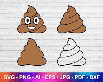 Poop Svg, Png, Dxf, Eps, Poop Face, Toilet Papper