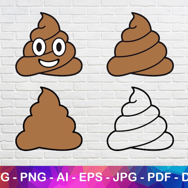 Poop Svg, Png, Dxf, Eps, Poop Face, Toilet Papper