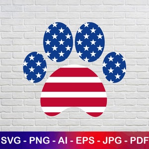 Paw Print Amerikaanse vlag Svg, USA Paw Svg, Dog Mom Svg, 4 juli Svg, Patriotic Svg, Instant Svg
