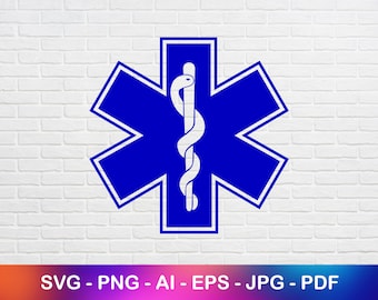 Star of Life Svg, Blue EMS Paramedic Symbol, Paramedic Gift for Doctor and Nurse
