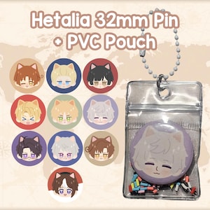 Hetalia 32mm Pins Badges PVC Pouch Keychain
