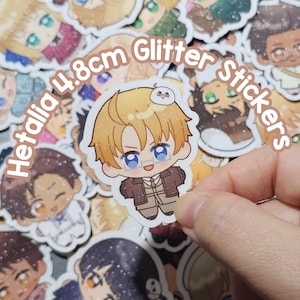 Hetalia 4.8cm 1.9in Glitter Waterproof Stickers