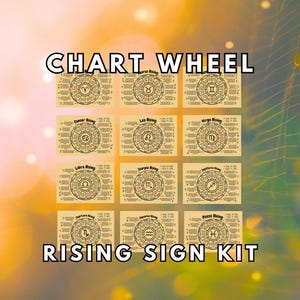 Kit de rueda de la carta astral de los signos ascendentes ~ Póster de arte astrológico ~ Descarga digital en PDF ~ Aprende astrología