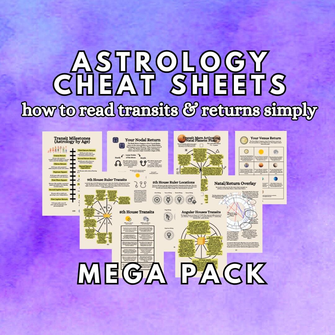 Astrology Cheat Sheets Mega Pack: How to Read Transits & Returns (PDF ...