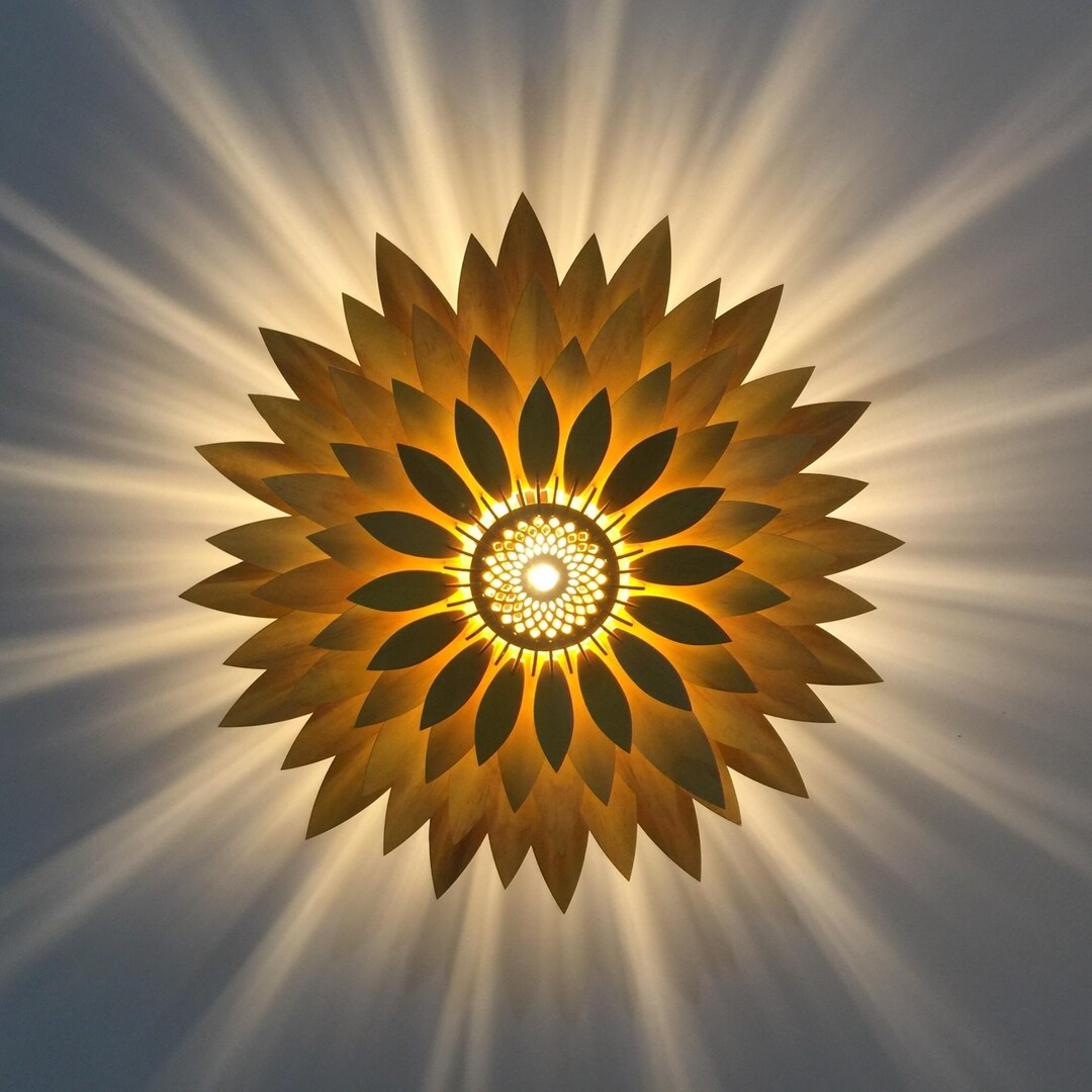 SWOOD Sunflower Pendant Light Fixture Wooden Lamp Shades Etsy