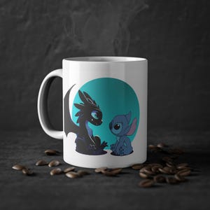 Stitch and Toothless Ceramic Mug, Lilo and stitch, How to train your dragon