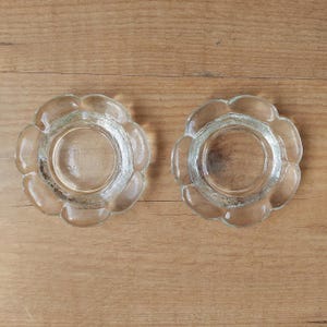 Set of Two Clear Glass Flower Candle Holders - Blossom candle holder