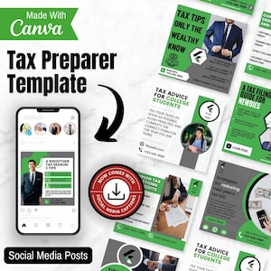 Tax Preparer, Tax Service Flyer, Tax Preparation Instagram Template, Tax Professional, Tax Prep Instagram, Tax Prep Canva Posts