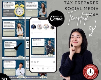 Tax Prep Facebook Template: Q&A Posts for Professionals (Canva)