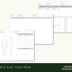 Sample Size Tech Pack Template - Tech Flats, CAD Flats, Technical Drawing, Fashion Flats, Tech Packs