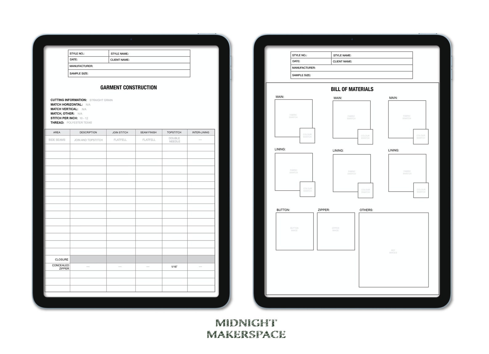 Full Details Tech Pack Template - Tech Flats, CAD Flats, Technical ...