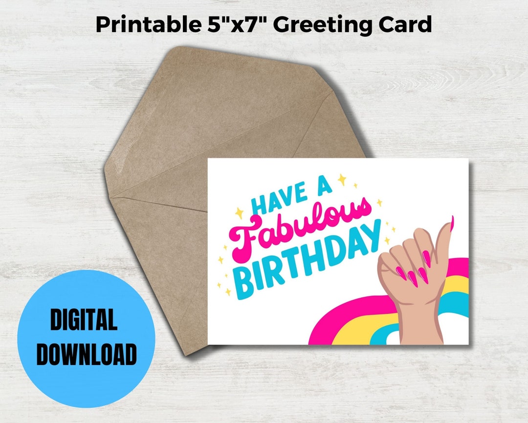 Have a Fabulous Birthday Downloadable Greeting Card Etsy