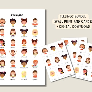 Feelings Bundle, Feeling Poster, Feelings Flash Cards, Feelings Print, Toddlers Feelings, Feelings Chart, Emotions learning, Homeschooling