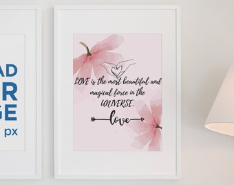 Poster digitale stampabile con amore e stile chic moderni