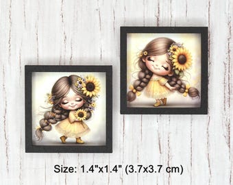 Arte de parede em miniatura para casa de bonecas. Quadro emoldurado para casa de bonecas.