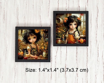 Arte de parede em miniatura para casa de bonecas. Quadro emoldurado para casa de bonecas.