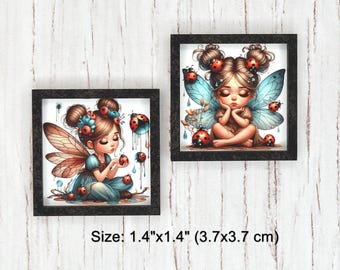 Arte de parede em miniatura para casa de bonecas. Quadro emoldurado para casa de bonecas.