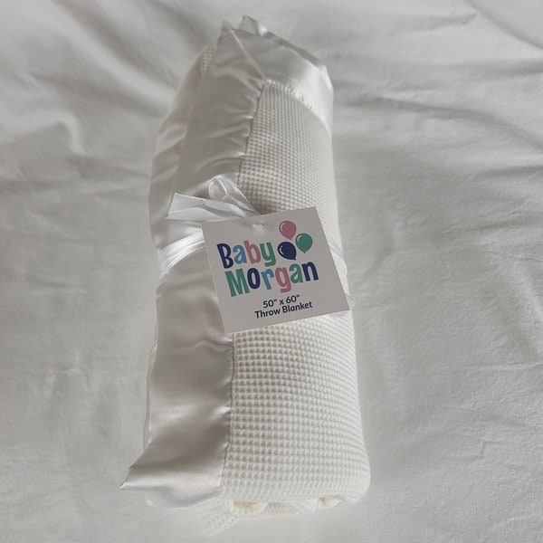 Waffle Blanket With Satin Vintage Etsy