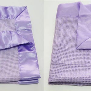New Colors! Baby Morgan 36"x50" Crib Blanket Thermal Waffle Weave Blanket, Nylon Satin Trim Balloon Print, Aqua Yellow Gray Lavender Infant Lavender