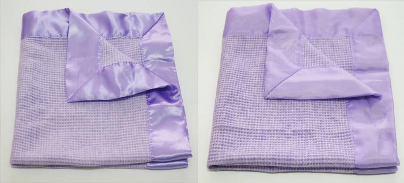 New Colors! Baby Morgan 36"x50" Crib Blanket Thermal Waffle Weave Blanket, Nylon Satin Trim Balloon Print, Aqua Yellow Gray Lavender Infant Lavender