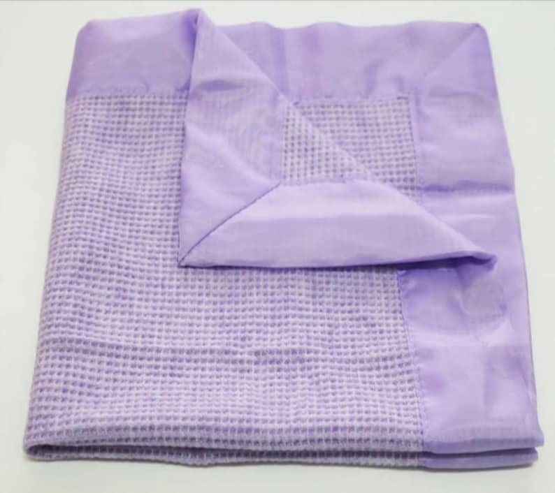 New Colors! Baby Morgan 36"x50" Crib Blanket Thermal Waffle Weave Blanket, Nylon Satin Trim Balloon Print, Aqua Yellow Gray Lavender Infant image 12