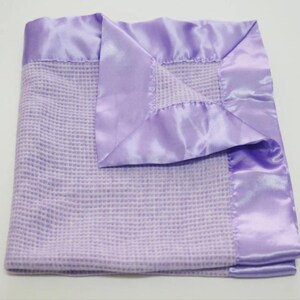 New Colors! Baby Morgan 36"x50" Crib Blanket Thermal Waffle Weave Blanket, Nylon Satin Trim Balloon Print, Aqua Yellow Gray Lavender Infant image 11