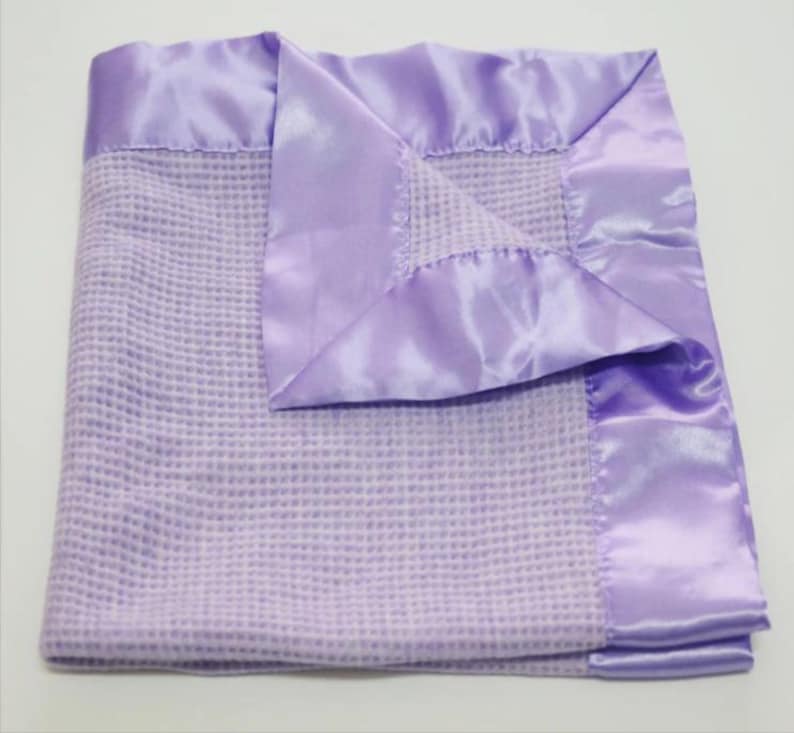 New Colors! Baby Morgan 36"x50" Crib Blanket Thermal Waffle Weave Blanket, Nylon Satin Trim Balloon Print, Aqua Yellow Gray Lavender Infant image 11