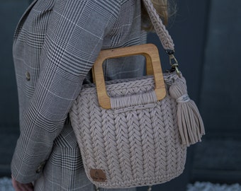 Handmade bag Woman's bag Knitting bag cross body Ukraine В'язана сумка ручної роботи