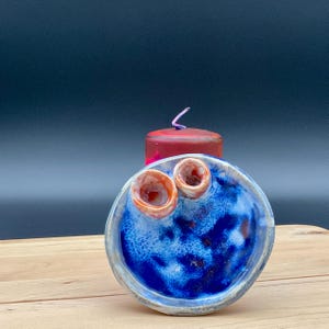Candle holder/candle plate made of ceramic, hand-made