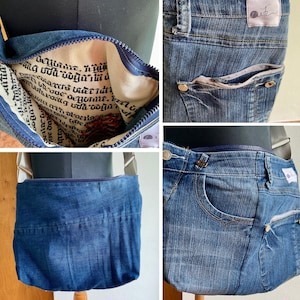 Upcycled jeans bag with cotton lining