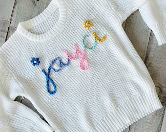 Personalized Hand Embroidered Baby and Toddler Sweaters