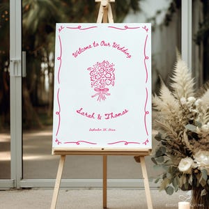 Handgezeichnetes Hochzeit Willkommensschild, wunderliches Hochzeit Zeichen, Canva Hochzeit Vorlage, Boho Willkommensschild, druckbares Hochzeitsschild, DIY Dekor