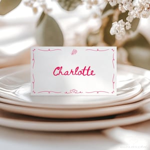 Hand Drawn Whimsical Wedding Place Card Template, Customizable Printable Wedding Table Place Cards for Reception, Bridal Shower and Events