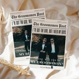Modèle de journal de proposition de garçon d'honneur, serez-vous mes garçons d'honneur et invitation d'homme d'honneur, faire-part de mariage carte de demande de proposition minimaliste