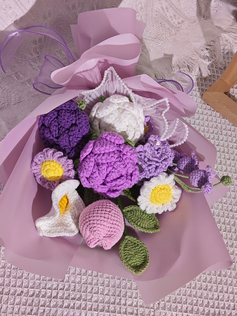 Crochet Rose,handmade Knitted Flowers,crochet Flower Bouquet,valentine
