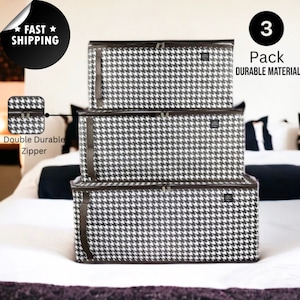 3 pack foldable storage organizer bags for blankets, comforters, bedsheets, clothes, pillows, toys, bedrooms, cabinets, wardrobe, underbed