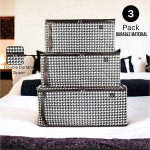 3 Pack foldable Storage Organizer bags for king size blankets, comforters, bedsheets, clothes, pillows, toys, bedrooms, cabinets, wardrobe