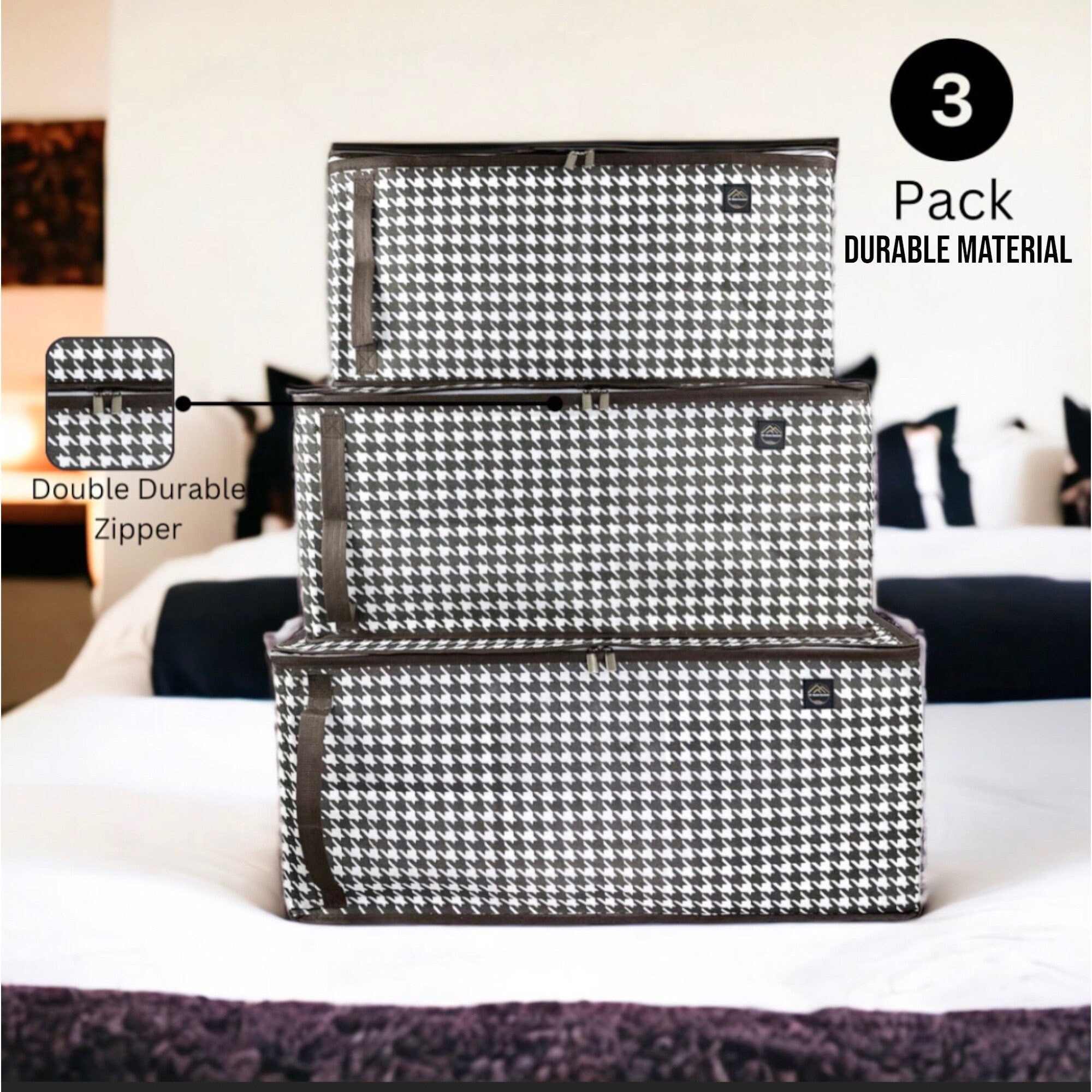 3 Storage Box Set Underwear Plaid Storage Box Non-woven Socks Drawer  Organizer Box Compartment Bra Panties Clothes Storage Box