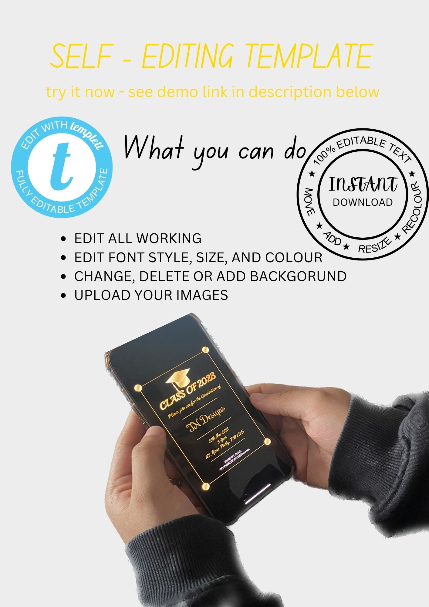 Digital Graduation Party Invitation, Editable, Graduation Party