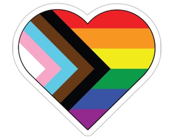 Progressive Pride Flag Heart Vinyl Sticker - LGBTQIA+ Vinyl Sticker - Indoor/Outdoor use