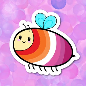 Lesbian Pride Bee Vinyl Sticker - LGBTQIA+ Vinyl Sticker - Indoor/Outdoor use