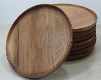 Assiette alimentaire en bois de noyer 23cm