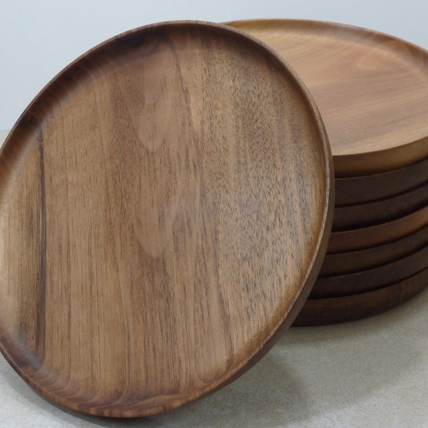 Assiette alimentaire en bois de noyer 23cm