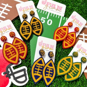 Game Day Football Earrings For Women - Heavy Hoop Earrings With Football, Helmet & Jersey Charms, Sports Jewelry For Moms & Fans